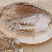 925 Ayar Gümüş Gerçek ve Doğal Tatlısu İncisi Tasarım Kolye İnci Çap:8mm CNP00105 - 4