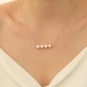 925 Ayar Gümüş Gerçek ve Doğal Tatlısu İncisi Tasarım Kolye İnci Çap:8mm CNP00105 - 3