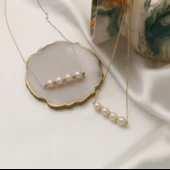 925 Ayar Gümüş Gerçek ve Doğal Tatlısu İncisi Tasarım Kolye İnci Çap:8mm CNP00105 - 2