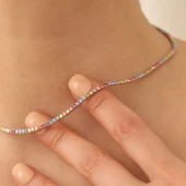 925 Ayar Gümüş Gökkuşağı  Su Yolu İtalyan Kolye - CNS00181 thumbnail 1