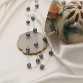 925 Ayar Gümüş Gerçek ve Doğal Tavuskuşu Rengi Tatlısu İnci Kolye Çap:9mm - CNP00113 thumbnail 4