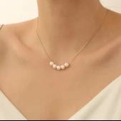 925 Ayar Gümüş Gerçek ve Doğal  Tatlısu İncisi Kolye Çap:8mm - CNP00108 thumbnail 3