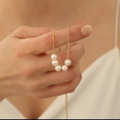 925 Ayar Gümüş Gerçek ve Doğal  Tatlısu İncisi Kolye Çap:8mm - CNP00108 thumbnail 4