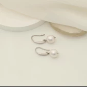 925 Ayar Gümüş Gerçek ve Doğal Kültür İncisi Küpe Çap:9mm EP00106 thumbnail 4