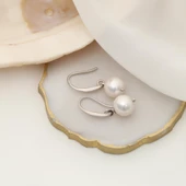 925 Ayar Gümüş Gerçek ve Doğal Kültür İncisi Küpe Çap:9mm EP00106 thumbnail 3