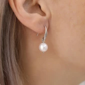 925 Ayar Gümüş Gerçek ve Doğal Kültür İncisi Küpe Çap:9mm EP00106 thumbnail 2