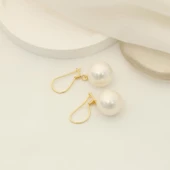 925 Ayar Gümüş Gerçek ve Doğal Büyük Boy İnci Küpe Çap:14mm EP00102 - 4