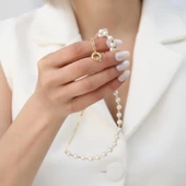 925 Ayar Gümüş Gerçek ve Doğal Tatlısu İnci Yarı Ataç Zincir Kolye Çap:6mm - CNP00119 thumbnail 5