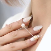 925 Ayar Gümüş  Gerçek ve Doğal Barok Tatlısu İncisi Kolye Çap:8mm - CNP00130 thumbnail 4