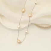 925 Ayar Gümüş  Gerçek ve Doğal Barok Tatlısu İncisi Kolye Çap:8mm - CNP00130 thumbnail 1