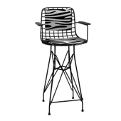 Knsz orta boy tel bar sandalyesi 1 li mağrur syhbonar kolçaklı sırt minderli 65 cm oturma yüksekliği mutfak bahçe cafe ofis thumbnail 2