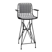 Knsz orta boy tel bar sandalyesi 1 li mağrur syhtalen kolçaklı sırt minderli 65 cm oturma yüksekliği mutfak bahçe cafe ofis thumbnail 2