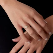 14 Ayar Altın Çiçek Desenli Kadın Yüzük - 2