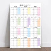 2025 Yıllık Planlayıcı Duvar Takvimi, PASTEL Renkler - 2