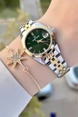 Daniel Klein DKISTE1242 Kadranı Yeşil Kordonu Gold Gümüş Renk Hediye Paketli Kadın Kol Saati ve Bileklik thumbnail 1