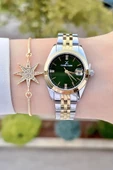 Daniel Klein DKISTE1242 Kadranı Yeşil Kordonu Gold Gümüş Renk Hediye Paketli Kadın Kol Saati ve Bileklik thumbnail 3