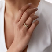 14 Ayar Altın Tasarım Kadın Yüzük - 3