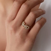 14 Ayar Altın Tasarım Kadın Yüzük - 1