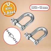 Kilitli Karabina U Tipi Zincir Kilidi 12 mm Kilit Salıncak Askısı Ek Bağlantı Parça Aparat 2 ADET thumbnail 1