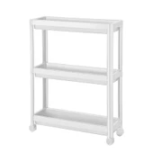 Slim 3 Katlı Tekerlekli Raf Ünitesi Beyaz, Banyo Rafı, Mutfak Rafı, Servis Sehpası, Organizer - 4