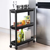 Slim 3 Katlı Tekerlekli Raf Ünitesi Beyaz, Banyo Rafı, Mutfak Rafı, Servis Sehpası, Organizer - 1