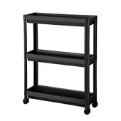 Slim 3 Katlı Tekerlekli Raf Ünitesi Beyaz, Banyo Rafı, Mutfak Rafı, Servis Sehpası, Organizer - 2