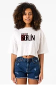 La Casa De Papel Berlin Beyaz Kırçıllı Kadın Crop Tshirt thumbnail 1