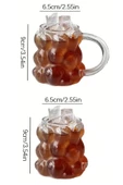 4lü Üzüm Tanesi Boncuklu Pipetli Cam Bardak 350ml Kulplu Kulpsuz Meşrubat Su Kahve Sunum Bardağı - 6