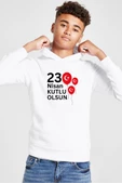 23 Nisan Balon Beyaz Çocuk 3ip Kapşonlu  Sweatshirt - 1
