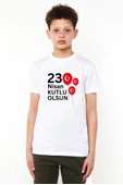23 Nisan Balon Beyaz Çocuk Bisikletyaka Tshirt - 1