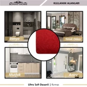 Bonny Home Ultrasoft Desenli 3lü Kırmızı Klozet Takımı Banyo Halısı Paspası Seti - 6