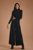 Palazzo Yüksek Bel Bol Kesim Siyah Pantolon - 2