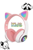 Bluetooth Kedi Kulaklık Aux Girişli Hafıza Kartlı Kulak Üstü Bluetooth Pisi Pisi Miyav Kedi Kulaklık - 1