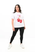 Kadın Büyük Beden Kiraz Baskılı T-shirt 1785-24 - 9