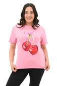 Kadın Büyük Beden Kiraz Baskılı T-shirt 1785-24 - 12