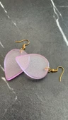 Transparan Lila Eflatun Renkli Gold Aksesuarlı Damla Şekil Epoksi Küpe El Yapımı Hediyelik thumbnail 4
