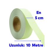Fotolümen Gece Parlayan Yeşil Reflektörlü Fosforlu Oto Reflektif Şerit Bant 5 cm 10 mt İkaz Bandı thumbnail 2