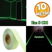 Fotolümen Gece Parlayan Yeşil Reflektörlü Fosforlu Oto Reflektif Şerit Bant 5 cm 10 mt İkaz Bandı thumbnail 1