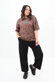 Kadın Büyük Beden Leopar Desenli T-shirt Takım 8113-24 - 3