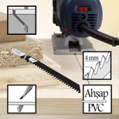 Plastik Ahşap MDF Kesim Dekupaj Testere Bıçağı Yedek 10 cm Metal Bıçak T111C Kakmacı 5 Adet Set - 3