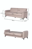 Kilim Mobilya Dove Üç Kişilik Yüksek Ayaklı Kanepe Krem - 7