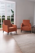 Kilim Mobilya Laçin Yüksek Ayaklı Tek Kişilik Koltuk Berjer Turuncu (1 ADET BERJER FİYATIDIR) - 1