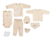 %100 Organik Pamuk Lüks Zebra Desen Bebek Takımı Hastane Çıkışı Yenidoğan Set 8 Parça - 1