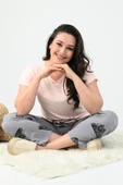 Kadın Kısa Kollu Baskılı Büyük Beden (Battal) Pijama Takımı 0003-25 32714 - 3