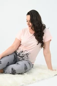 Kadın Kısa Kollu Baskılı Büyük Beden (Battal) Pijama Takımı 0003-25 32714 - 2