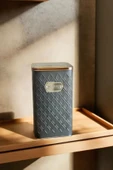 1 Adet Gofreli Gri & Rose Gold Kahve Saklama Kavanozu 3 lt - 1