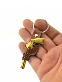 45 Lik Toplu Kovboy Tabanca Taba Kılıflı Anahtarlık Kutulu - Gold Görünümlü - 3