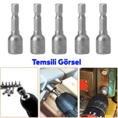 Manyetik Somun Civata Sıkma Adaptörü Çap 8 mm M8 Trapez Çatı Vidası Sıkma 8x65 mm Mıknatıslı 5 Adet thumbnail 5