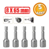 Manyetik Somun Civata Sıkma Adaptörü Çap 8 mm M8 Trapez Çatı Vidası Sıkma 8x65 mm Mıknatıslı 5 Adet thumbnail 1