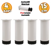 Ayarlanabilir Mobilya Kanepe Baza Koltuk Metal Destek Yükseltici Ayağı 15 cm Beyaz Ayakları 4 Adet thumbnail 1